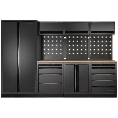 Kraftwerk Tools 3964G-BLK MOBILIO BLK 4er Kombi mit Lochwand 2-Türig, Buche Multiplex