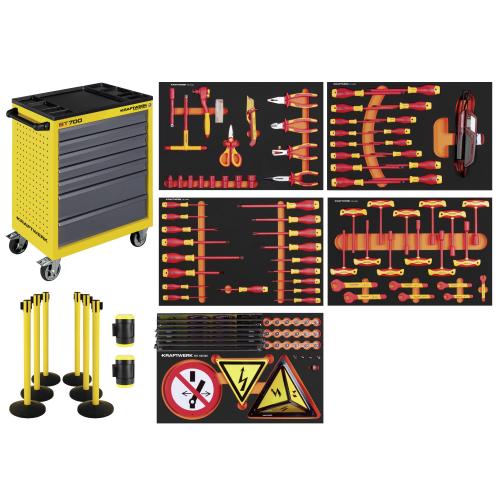 Kraftwerk Tools 102.117.431 VDE Servante d'atelier BT700, 124 pcs, barrière incluse