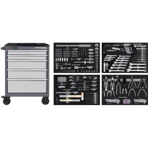 Kraftwerk Tools 102.117.103 Carrello da officina BT700s, attrezzato, 337 pz.