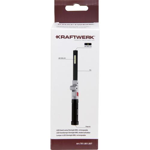 Kraftwerk Tools 701.001.007 Lampada portatile LED Slimlight 800, ricaricabile