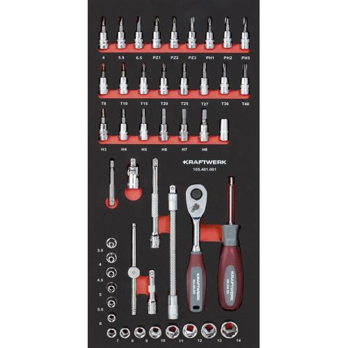 Kraftwerk Tools 105.401.001 Juego de llaves de vaso 1/4" 46 piezas. Inlay 20x40