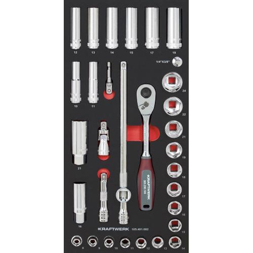 Kraftwerk Tools 105.401.002 Socket set 3/8" 32-pcs. 20x40 inlay