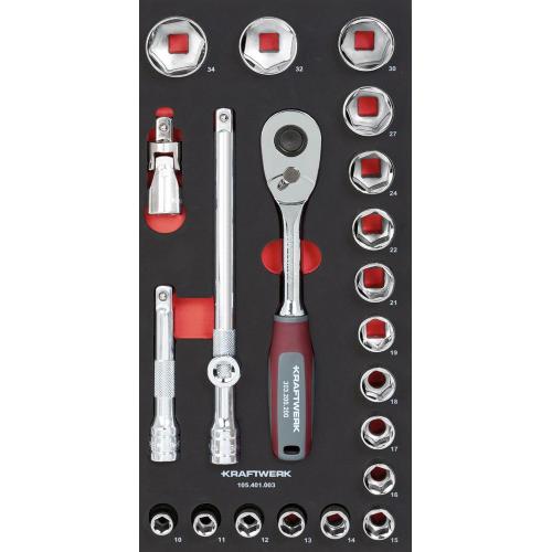 Kraftwerk Tools 105.401.003 Socket wrench set 1/2" 22-pcs. 20x40 inlay