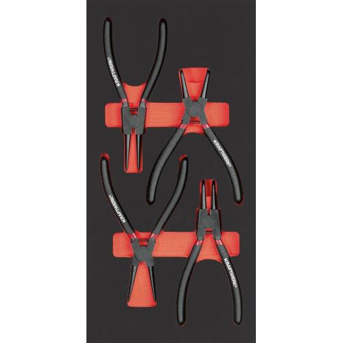 Kraftwerk Tools 105.401.007 Set di pinze per seeger 4 pz. Inlay 20x40