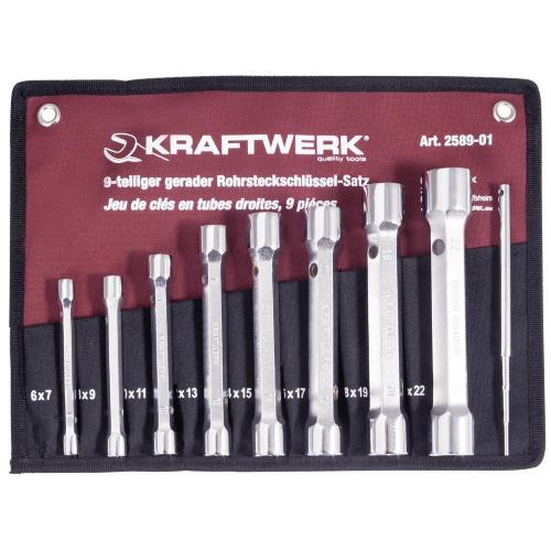 Kraftwerk Tools 2589-01 Juego 9 llaves tubo 2 bocas 6-22mm/pas.