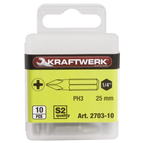 Kraftwerk Tools 2703-10 1/4" Phillips bit 25 mm Nr. 3, 10pcs