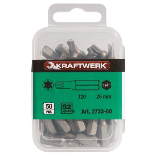 Kraftwerk Tools 2733-50 Puntas TX 1/4" 25 mm T20, 50 pzs.