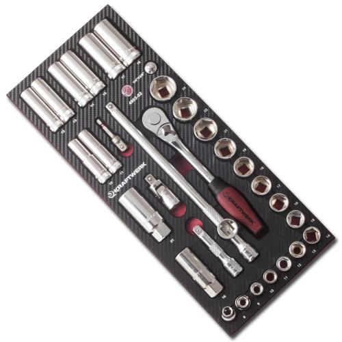 Kraftwerk Tools 4903-02 32pz- Assortimento modulabile di chiavi a bussola 3/8" EVA3