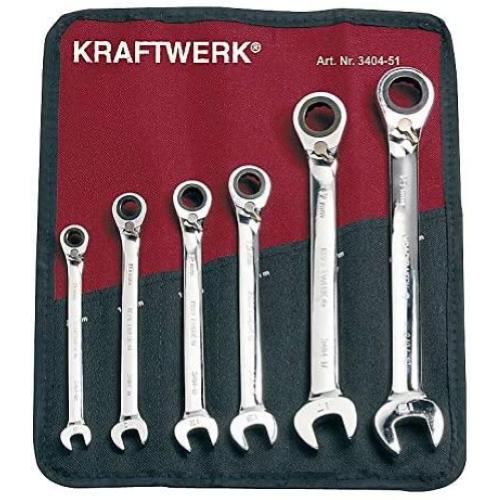 Kraftwerk Tools 3404-51 6-p. rev. GearWrench set 8-19 mm pouch