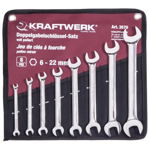 Kraftwerk Tools 3570R 8pz-   Set chiavi doppie 6-22 mm, lucide