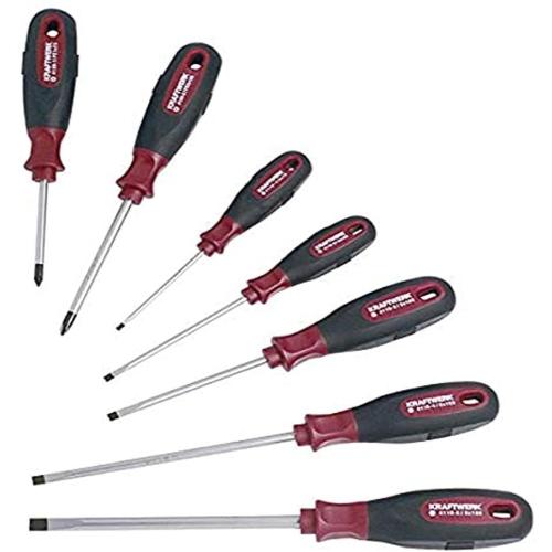 Kraftwerk Tools 4161 Serie di giraviti Intaglio/PZ ERGOKRAFT, 7 pz.