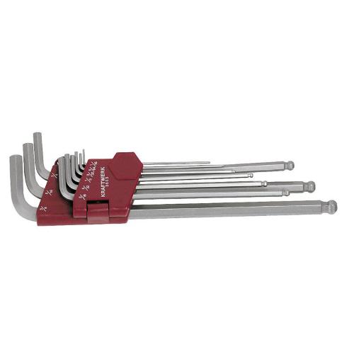 Kraftwerk Tools 3603 Jeu de 9 clés mâles à tête sph. en pouce