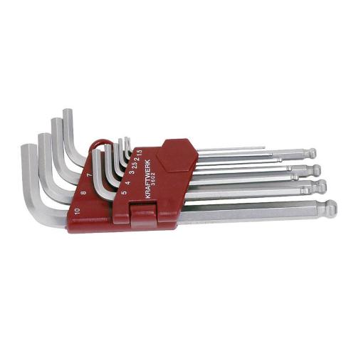 Kraftwerk Tools 3602 10-p. Ballpoint hex. key wrench set long