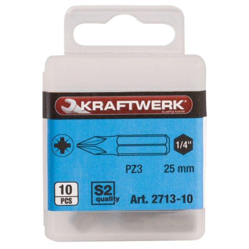 Kraftwerk Tools 2713-10 1/4" Pozidriv bit 25 mm Nr. 3, 10pcs