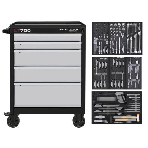 Kraftwerk Tools PRO LINE 102.105.206 LT700 Servante d'atelier, 5 tiroirs, BASIC, 151-pcs.