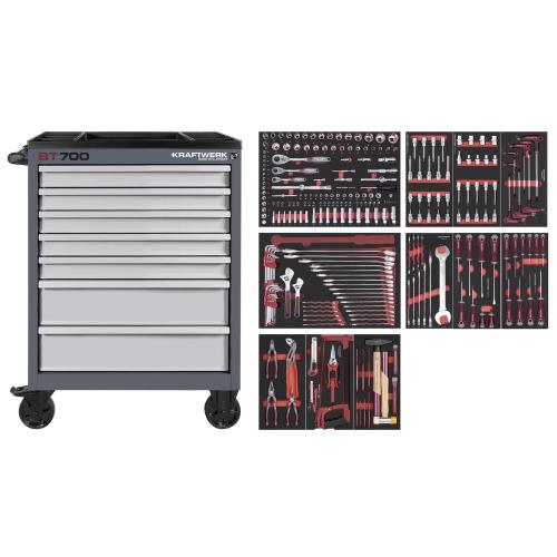 Kraftwerk Tools PRO LINE 102.117.110 BT700 Werkstattwagen, 7 Schubladen, PRO, 278-tlg.
