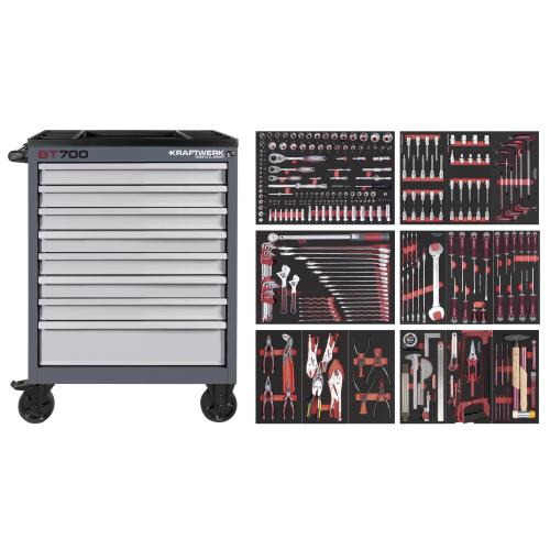 Kraftwerk Tools PRO LINE 102.118.108 BT700 Werkstattwagen, 8 Schubladen, PRO, 279-tlg.