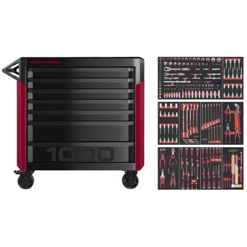 Kraftwerk Tools 102.517.005 PRO LINE Werkstattwagen PT1000 7 Schubladen 221-tlg.