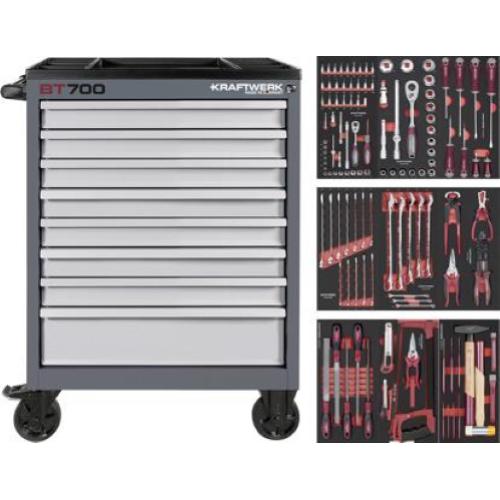 Kraftwerk Tools 102.118.101 Werkstattwagen BT700 8 Schubladen 143-tlg.