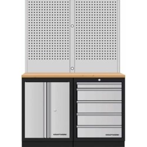 Kraftwerk Tools 3964K-S5-W Mobilio 2-pc combi perforated wall, beech, 5 draw pcs.