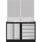 Kraftwerk Tools 3964K-S5-WIX Mobilio 2er Combiparete forata 2 acciaio inox, 5 cassetti