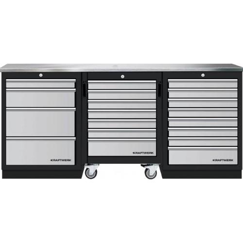 Kraftwerk Tools 3964K-4R8IX Mobilio 3 combi con carro de taller, inox, 3 cajones