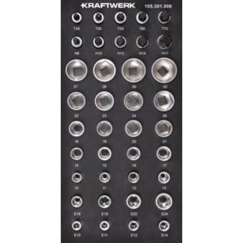 Kraftwerk Tools 105.301.006 Jeu de douilles hexagonales 1/2'' TX 38 pcs. Inlay 20x40