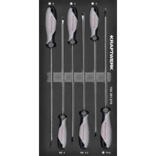Kraftwerk Tools 105.301.016 Long screwdrivers slotted PH hexagon socket 6pcs Inlay 20x40