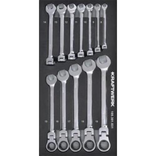 Kraftwerk Tools 105.301.031 Hinged ring ratchet set 12-pcs. Inlay 20x40