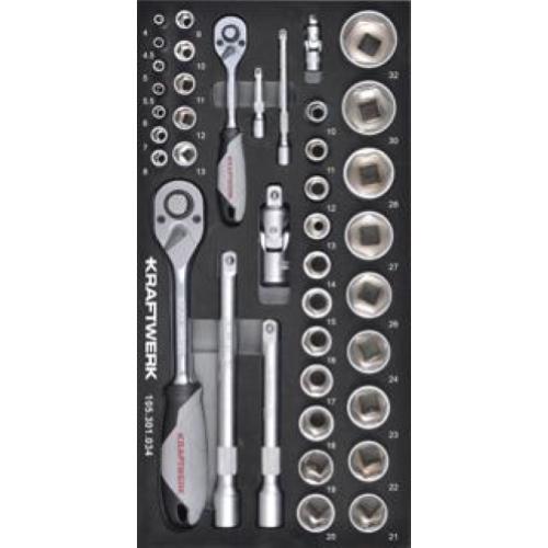 Kraftwerk Tools 105.301.034 1/4" + 1/2" Umschaltknarrensatz 40-tlg. 20x40 Einlage