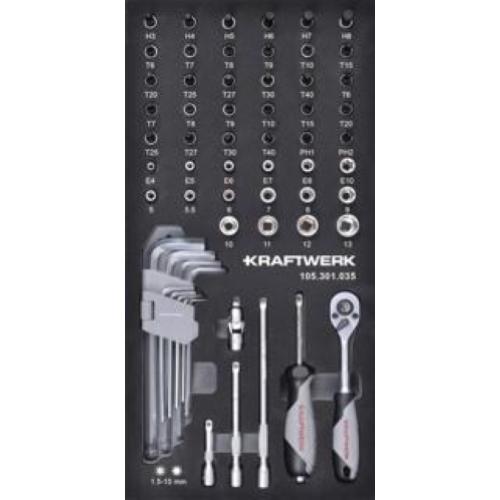 Kraftwerk Tools 105.301.035 1/4" set cricchetto reversibile 61-pz. Inserto  20x40