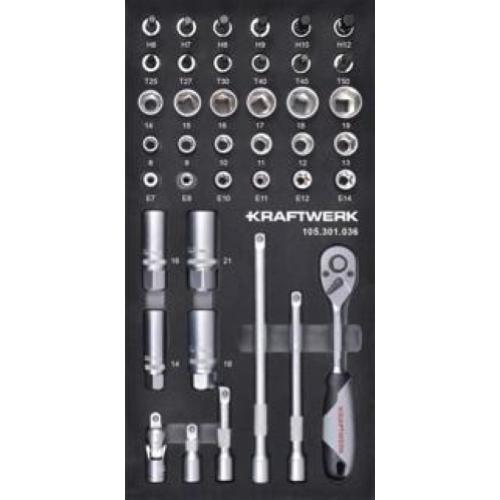 Kraftwerk Tools 105.301.036 3/8" Umschaltknarrensatz 40-tlg. 20x40 Einlage