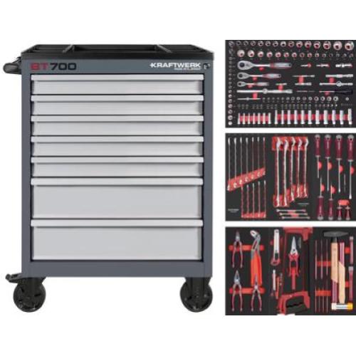 Kraftwerk Tools 102.381.517 Servante d'atelier BT700 7 tiroirs 189 pcs.