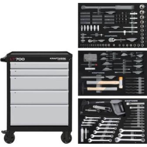 Kraftwerk Tools 102.105.204 LT LINE tool trolley LT700, 5 drawers, 259-tlg.