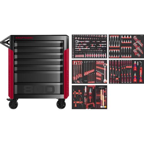 Kraftwerk Tools 102.417.010 PRO LINE Werkstattwagen PT800 7 Schubladen 283- tlg.