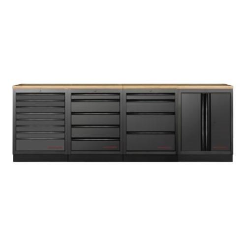 Kraftwerk Tools 3964K-BLK-004-EX MOBILIO BLK Mobili da officina a 4 elementi, Faggio