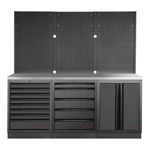 Kraftwerk Tools 3964K-BLK-006-IX MOBILIO BLK Mobili da officina a 3 elementi, Inox