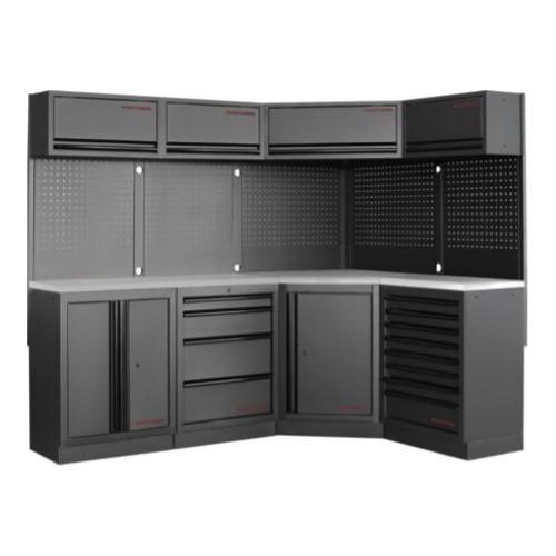 Kraftwerk Tools 3964N-BLK-IX MOBILIO BLK 4er Kombi mit Lochwand, Edelstahl 430