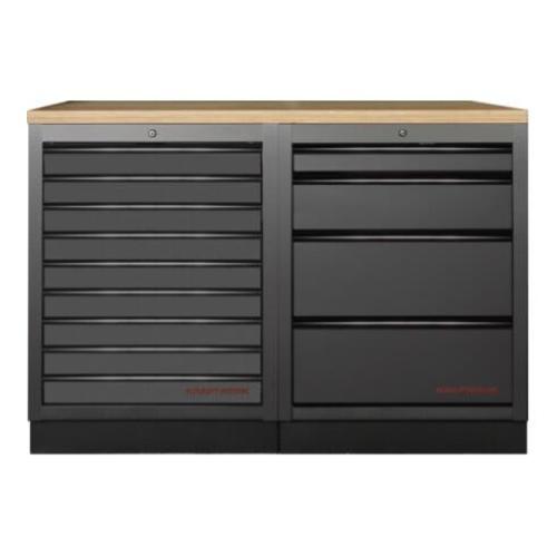 Kraftwerk Tools 3964K-BLK-008 MOBILIO BLK Mobili da officina a 2 elementi, Faggio