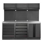 Kraftwerk Tools 3964K-BLK-005-IX MOBILIO BLK Mobili da officina a 3 elementi, Inox