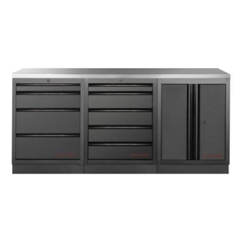 Kraftwerk Tools 3964K-BLK-001-IX MOBILIO BLK Mobilier d'atelier 3 éléments, Acier inoxydable