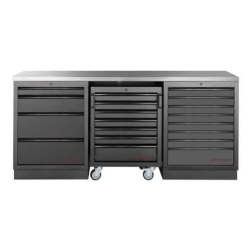 Kraftwerk Tools 3964K-BLK-002-IX MOBILIO BLK Mobilier d'atelier 3 éléments, Acier inoxydable