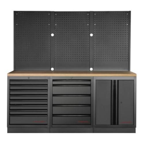 Kraftwerk Tools 3964K-BLK-006 MOBILIO BLK 3er Kombi mit Lochwand, Buche