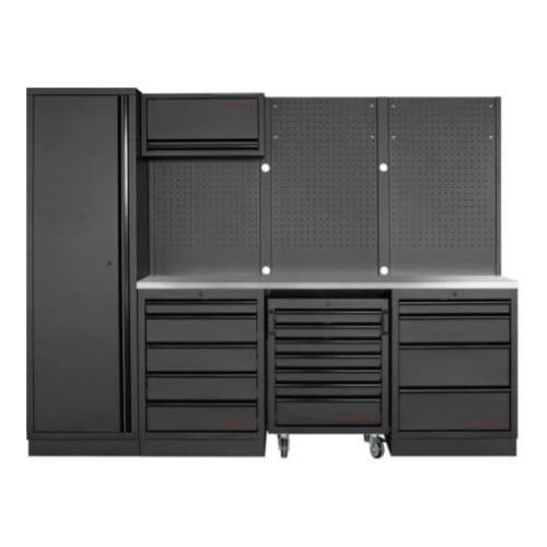 Kraftwerk Tools 3964K-BLK-016-IX MOBILIO BLK Mobilier d'atelier 4 éléments, Acier inoxydable