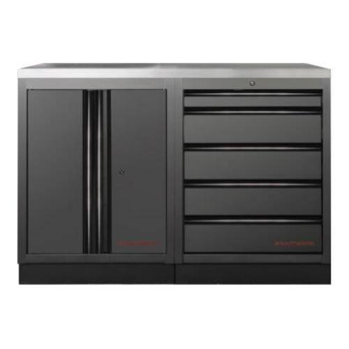 Kraftwerk Tools 3964K-BLK-018-IX MOBILIO BLK Mobili da officina a 2 elementi, Inox